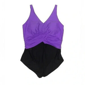 Coldwater Creek | Purple & Black One Piece Swimsuit Ruched Under Bust Size 12
